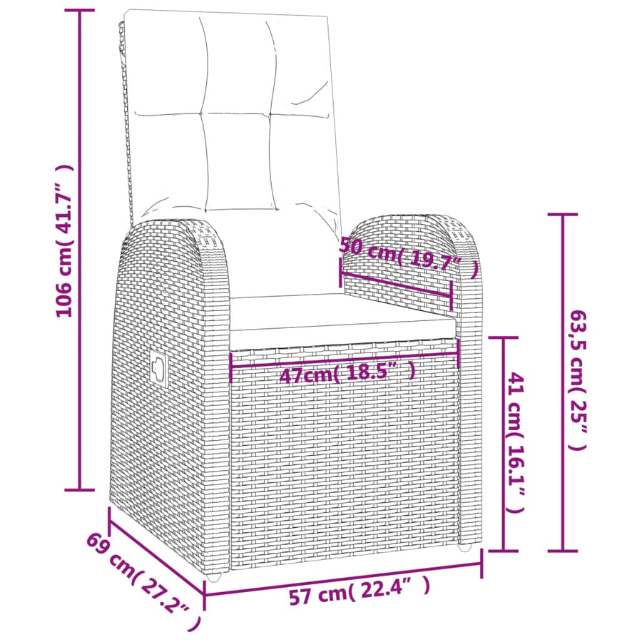 7-Delige Tuinset Met Kussens Poly Rattan Zwart 1 150 cm tafellengte