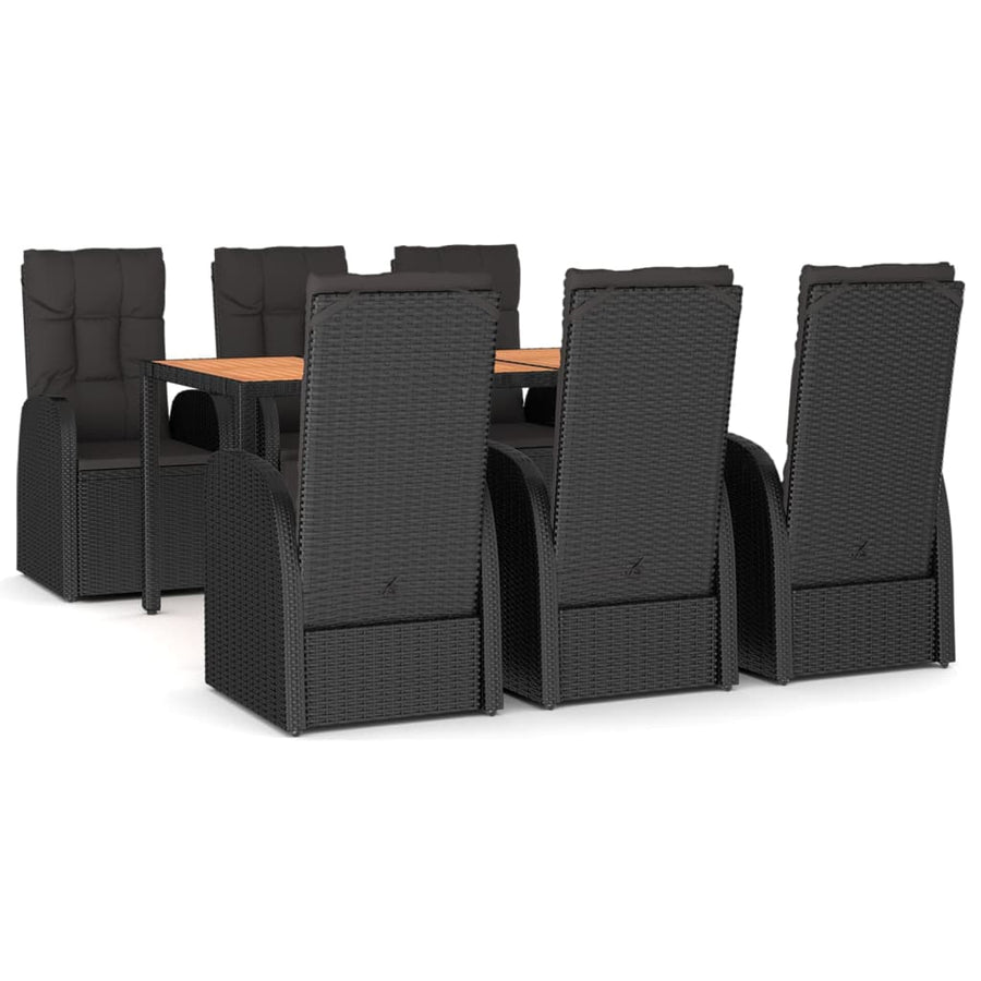 7-Delige Tuinset Met Kussens Poly Rattan Zwart 1 150 cm tafellengte