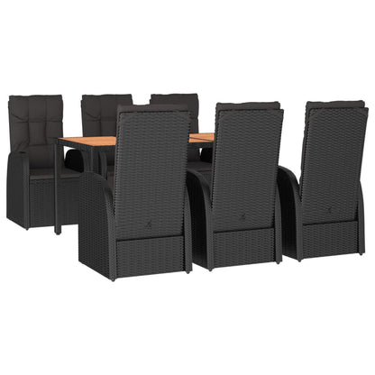7-Delige Tuinset Met Kussens Poly Rattan Zwart 1 150 cm tafellengte