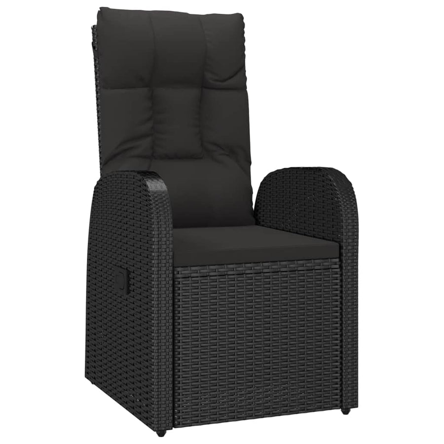 7-Delige Tuinset Met Kussens Poly Rattan Zwart 1 150 cm tafellengte
