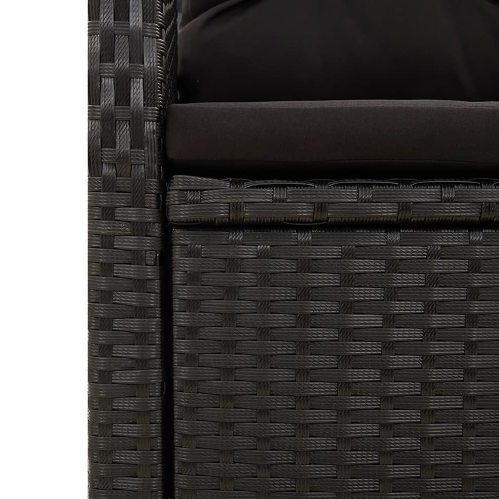 7-Delige Tuinset Met Kussens Poly Rattan Zwart 1 150 cm tafellengte