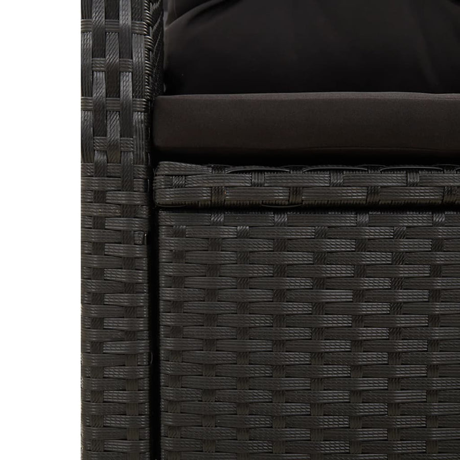 7-Delige Tuinset Met Kussens Poly Rattan Zwart 1 150 cm tafellengte