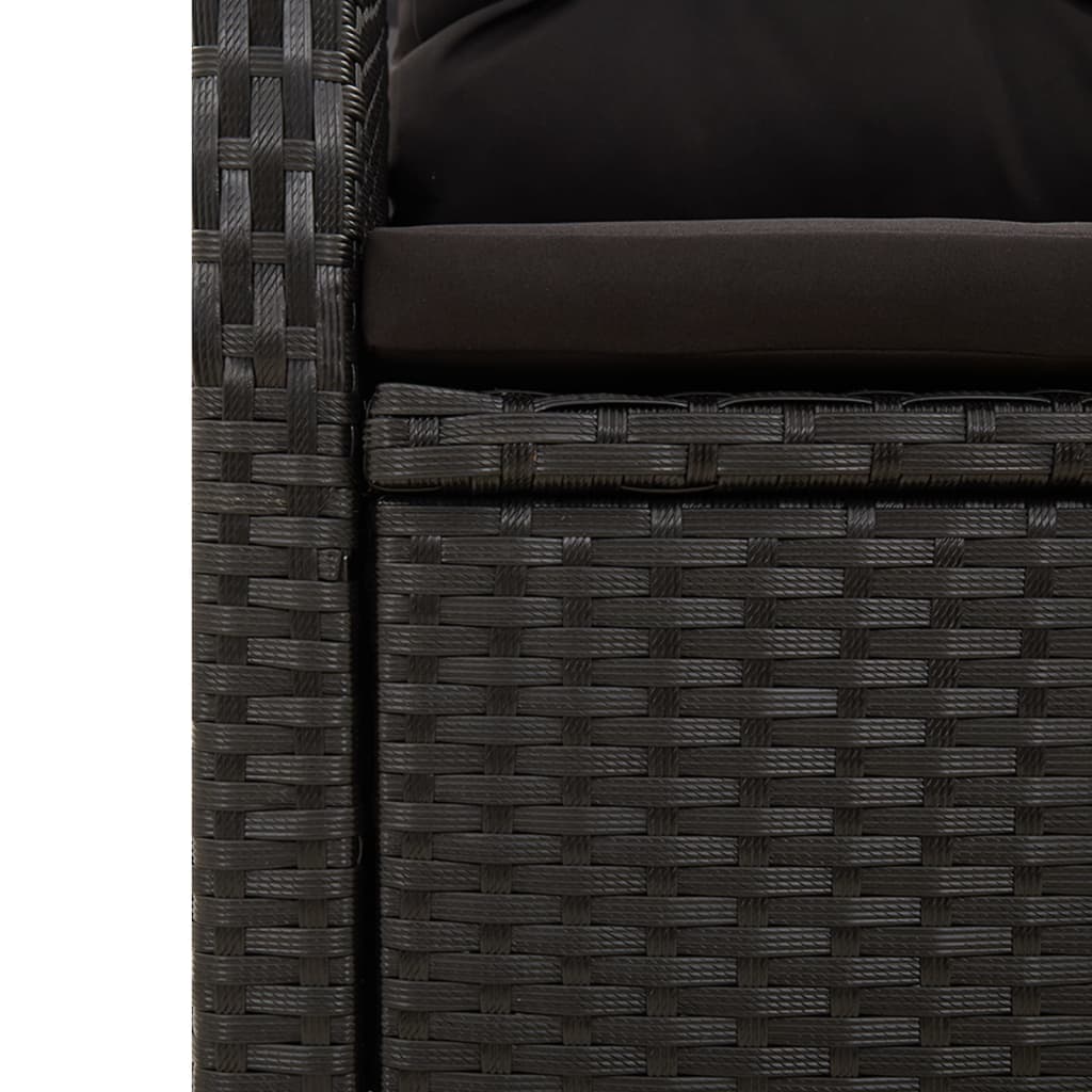 7-Delige Tuinset Met Kussens Poly Rattan Zwart 1 190 cm tafellengte 6x stoel + Tafel