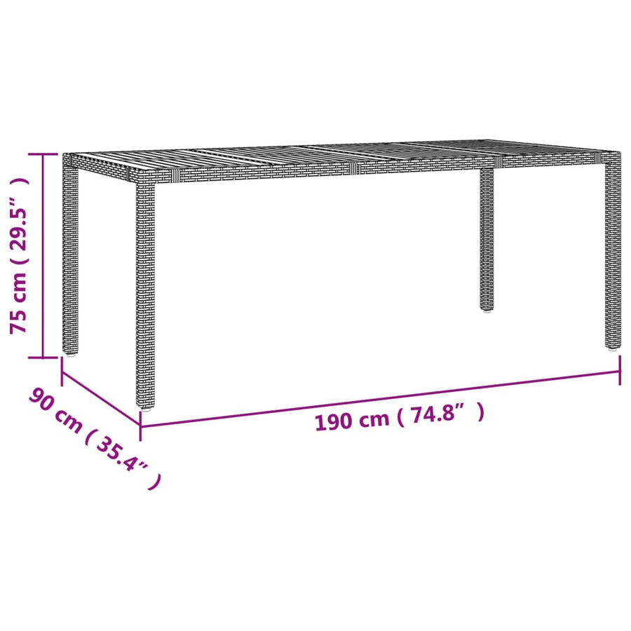 7-Delige Tuinset Met Kussens Poly Rattan Zwart 1 190 cm tafellengte 6x stoel + Tafel
