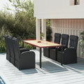 7-delige Tuinset met kussens poly rattan zwart