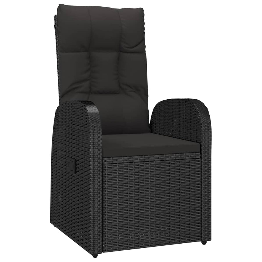 9-Delige Tuinset Poly Rattan Zwart 1 190 cm tafellengte 8x stoel + Tafel