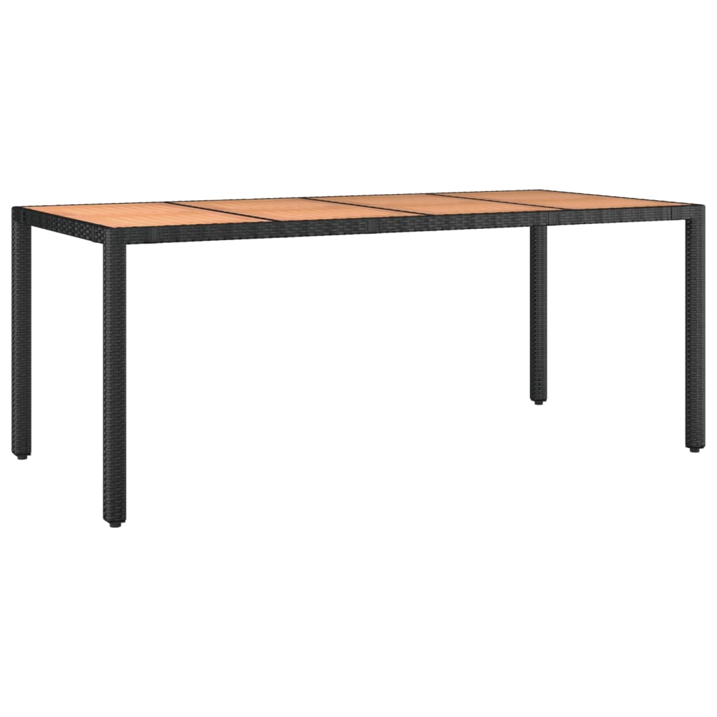 9-Delige Tuinset Poly Rattan Zwart 1 190 cm tafellengte 8x stoel + Tafel