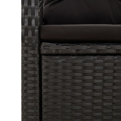 9-Delige Tuinset Poly Rattan Zwart 1 190 cm tafellengte 8x stoel + Tafel