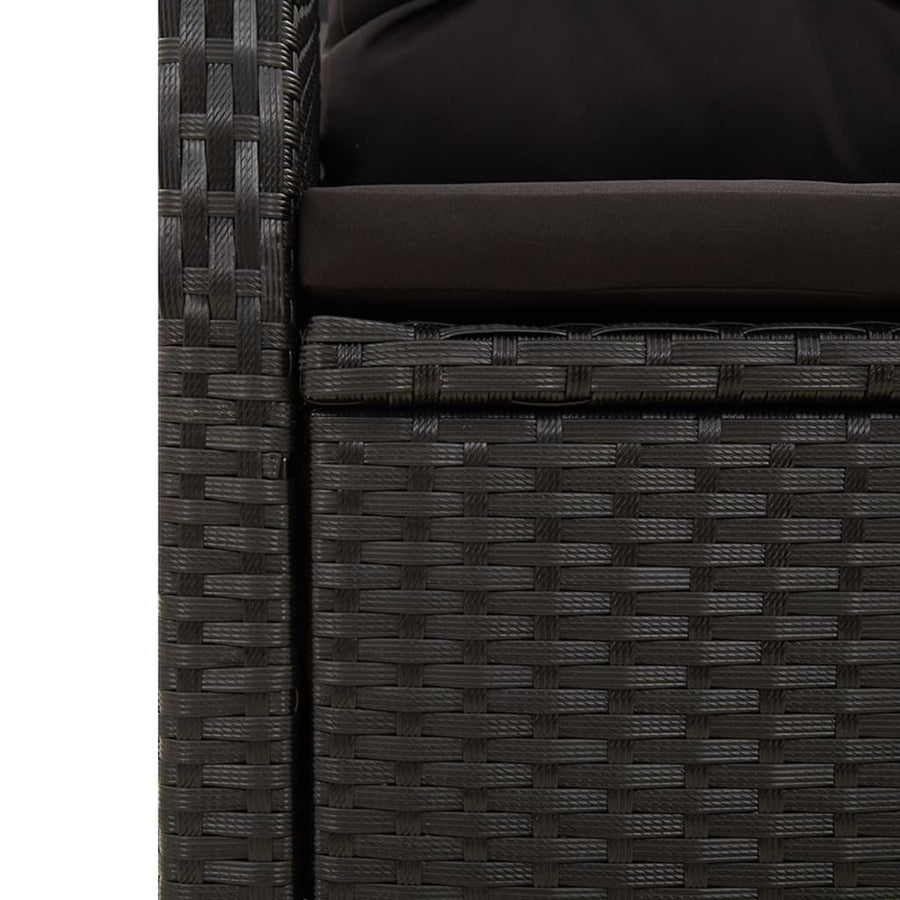 9-Delige Tuinset Poly Rattan Zwart 1 190 cm tafellengte 8x stoel + Tafel