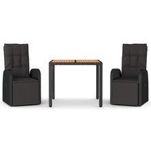 3-Delige Tuinset Poly Rattan En Massief Acaciahout Zwart