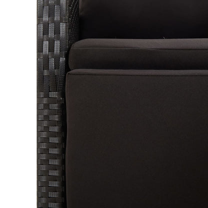 3-Delige Tuinset Poly Rattan En Massief Acaciahout Zwart