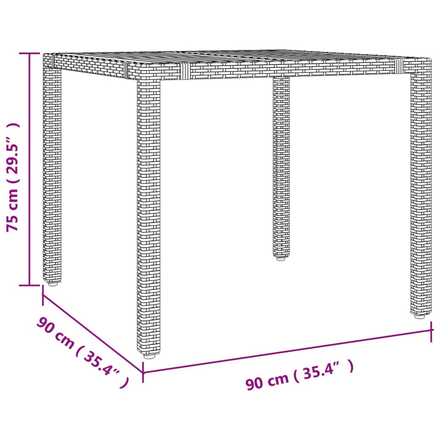3-Delige Tuinset Poly Rattan En Massief Acaciahout Zwart