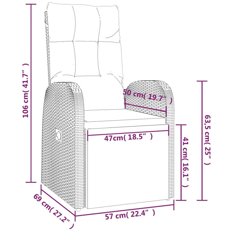 3-Delige Tuinset Poly Rattan En Massief Acaciahout Zwart