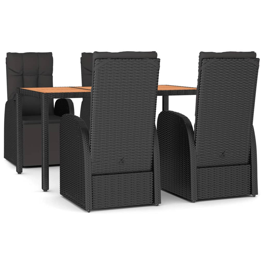 5-Delige Tuinset Poly Rattan En Massief Acaciahout Zwart