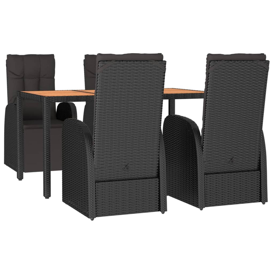 5-Delige Tuinset Poly Rattan En Massief Acaciahout Zwart