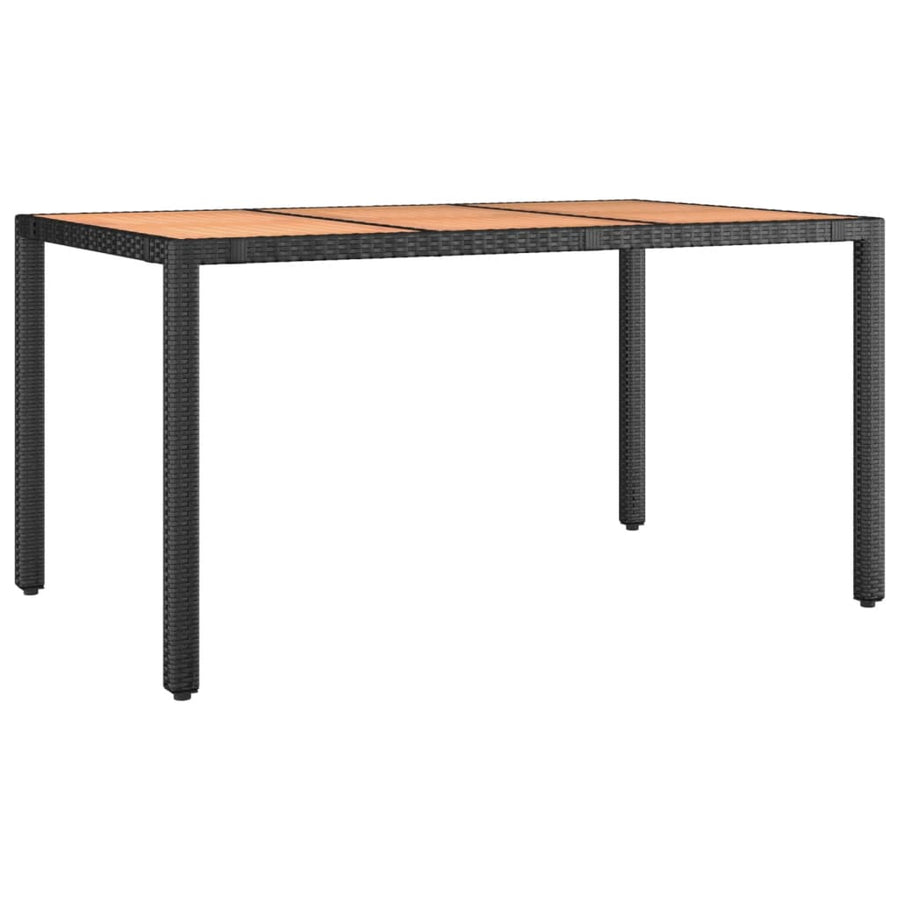 5-Delige Tuinset Poly Rattan En Massief Acaciahout Zwart