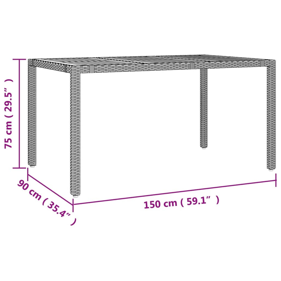 5-Delige Tuinset Poly Rattan En Massief Acaciahout Zwart