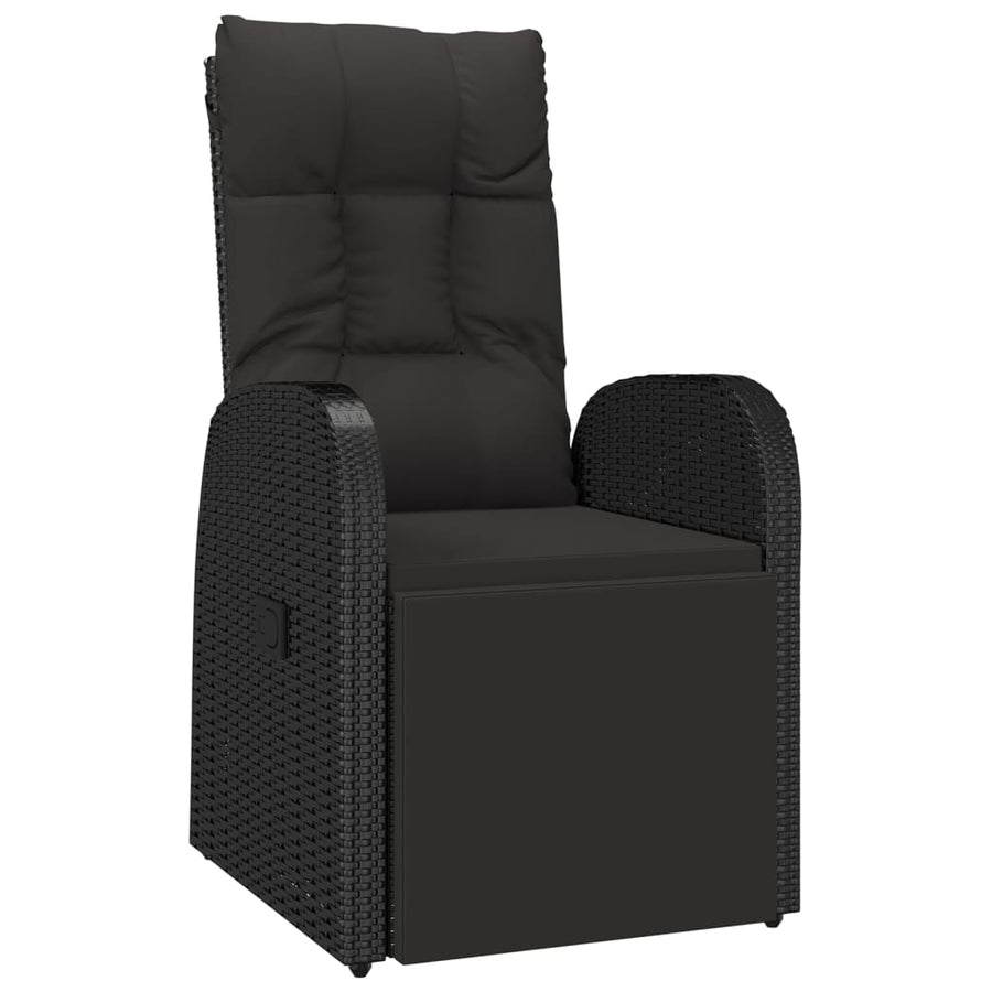 7-Delige Tuinset Poly Rattan En Massief Acaciahout Zwart