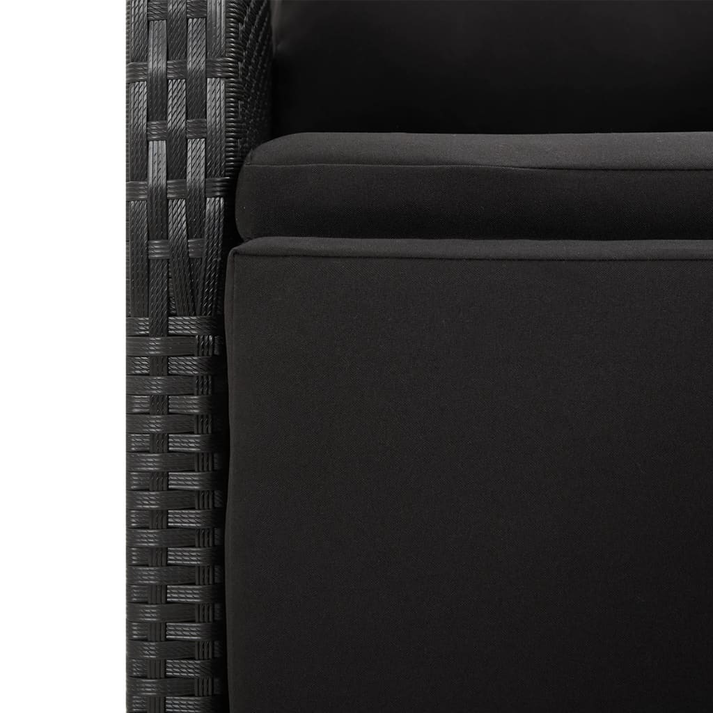 7-Delige Tuinset Poly Rattan En Massief Acaciahout Zwart