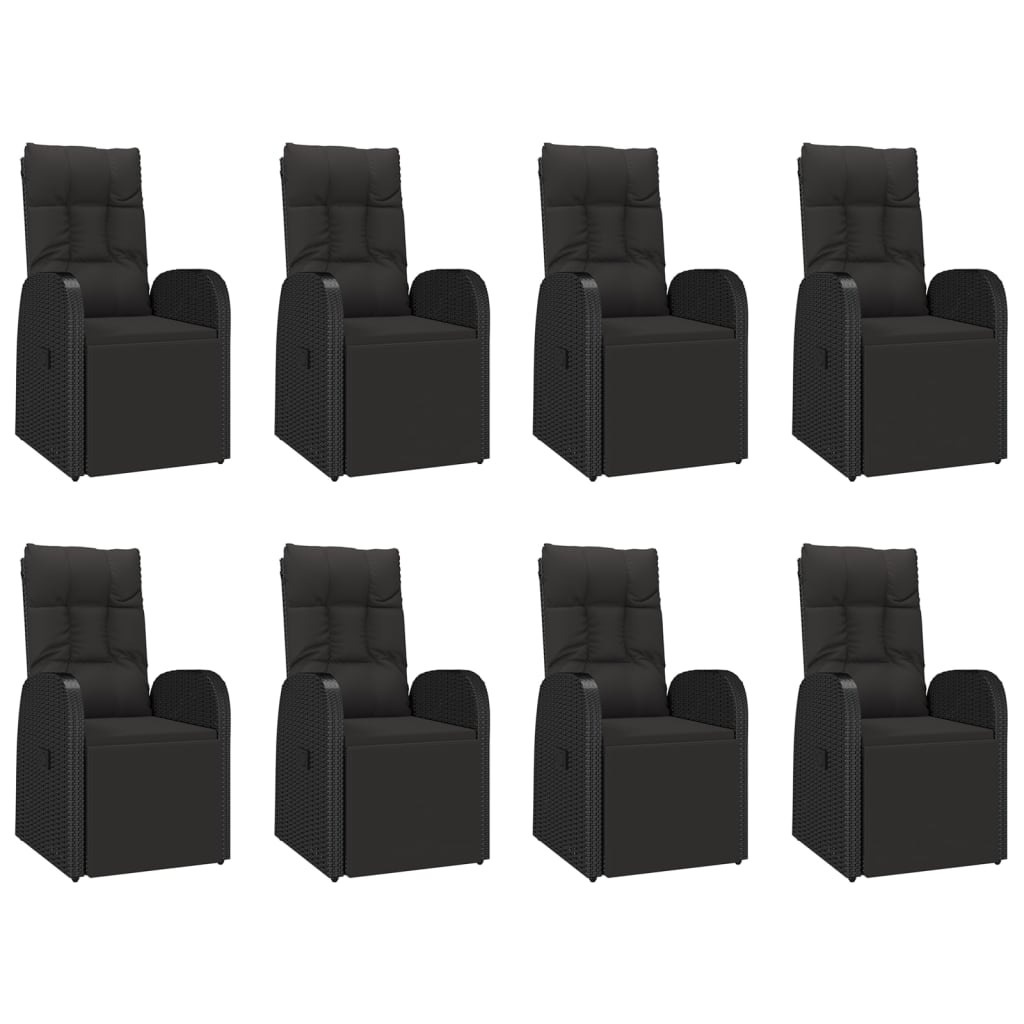 9-Delige Tuinset Poly Rattan En Massief Acaciahout Zwart