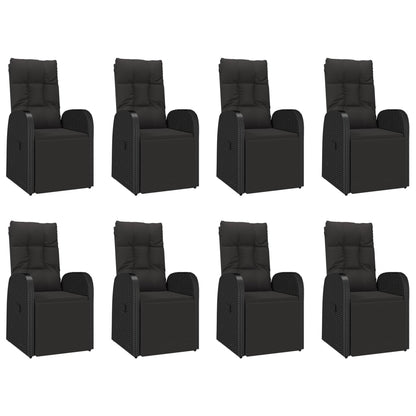 9-Delige Tuinset Poly Rattan En Massief Acaciahout Zwart