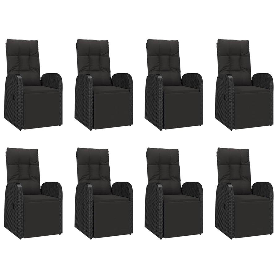 9-Delige Tuinset Poly Rattan En Massief Acaciahout Zwart