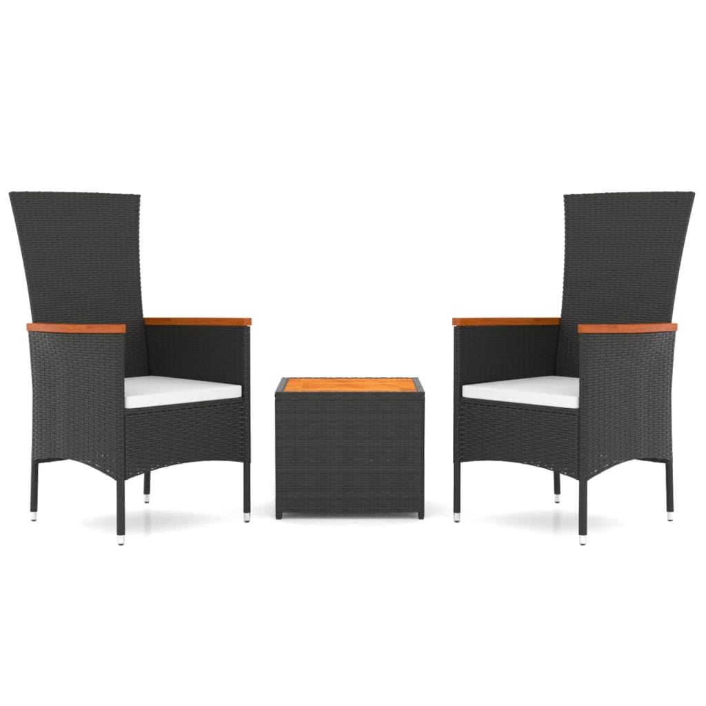 -Delige Loungeset Poly Rattan En Zwart Massief acaciahout