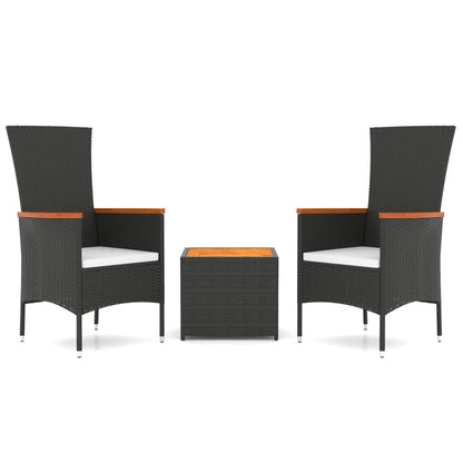 -Delige Loungeset Poly Rattan En Zwart Massief acaciahout