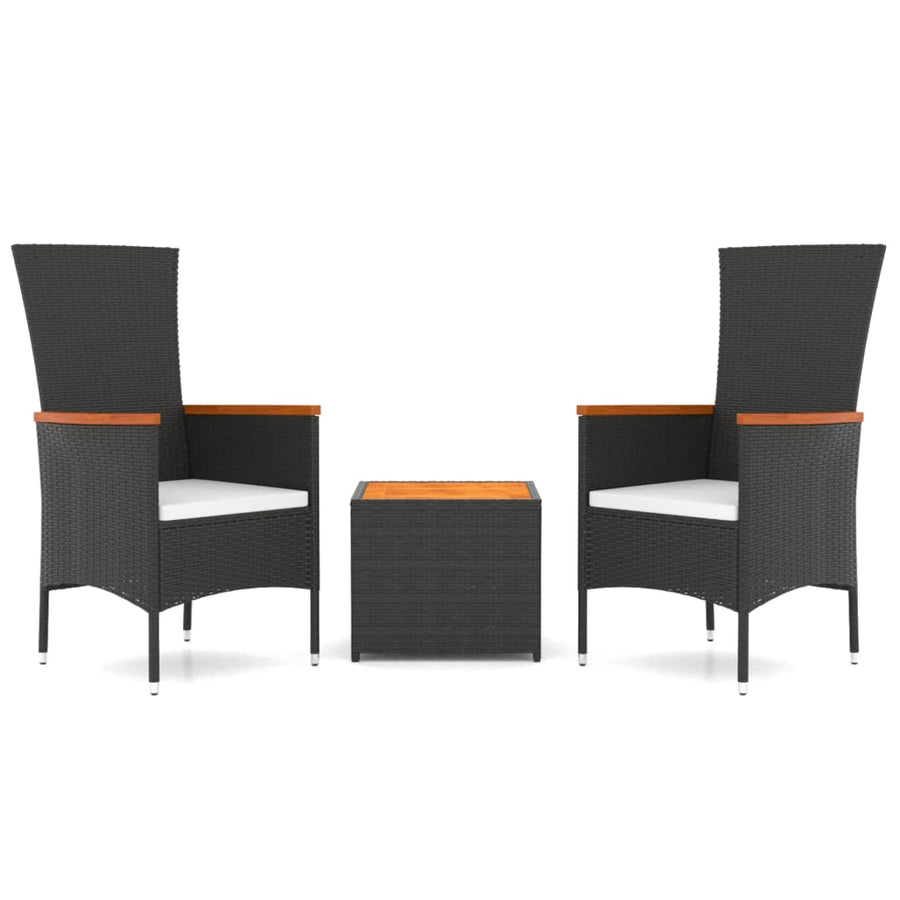 -Delige Loungeset Poly Rattan En Zwart Massief acaciahout
