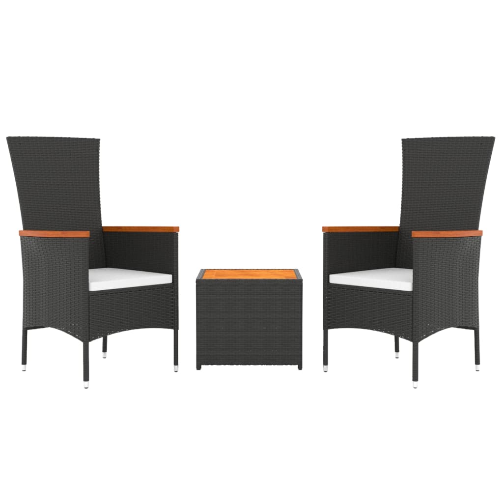 -Delige Loungeset Poly Rattan En Zwart Massief acaciahout