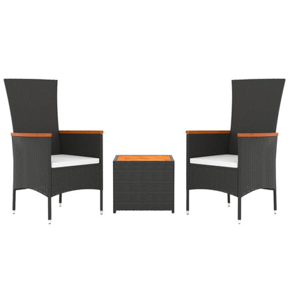 -Delige Loungeset Poly Rattan En Zwart Massief acaciahout