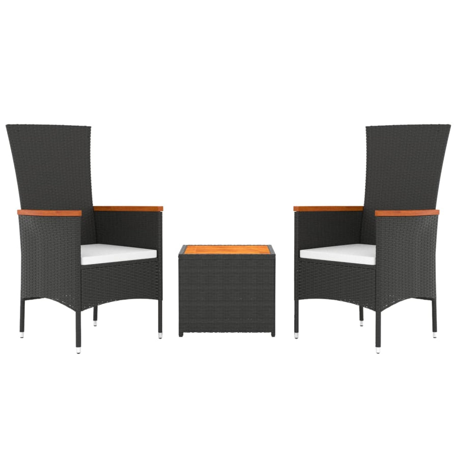 -Delige Loungeset Poly Rattan En Zwart Massief acaciahout