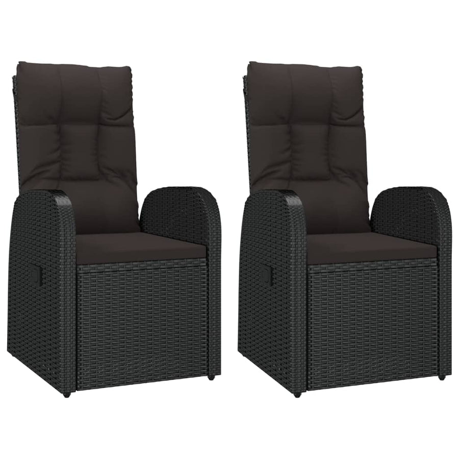 3-Delige Loungeset Poly Rattan En Zwart Massief acaciahout 2x stoel + Tafel