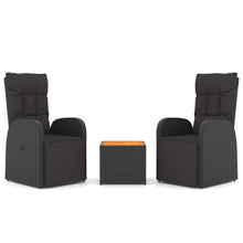 3-Delige Loungeset Poly Rattan En Zwart Massief acaciahout 2x Fauteuil + Tafel