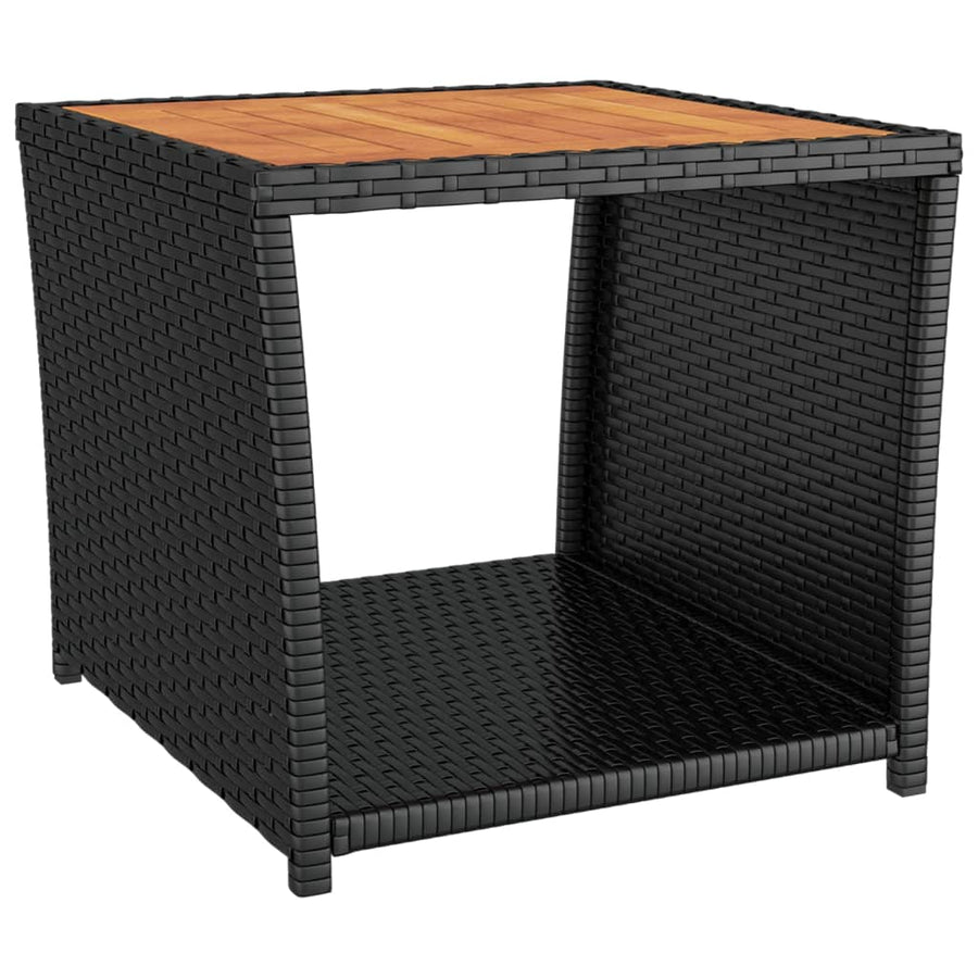 3-Delige Loungeset Poly Rattan En Zwart Massief acaciahout 2x Fauteuil + Tafel