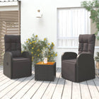 3-Delige Loungeset Poly Rattan En Zwart Massief acaciahout 2x Fauteuil + Tafel