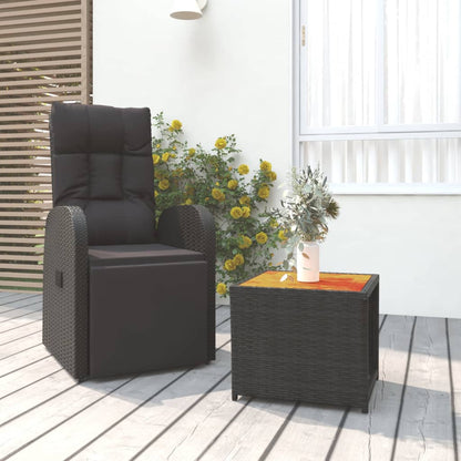 2-Delige Loungeset Poly Rattan En Massief Acaciahout Zwart Fauteuil + tafel