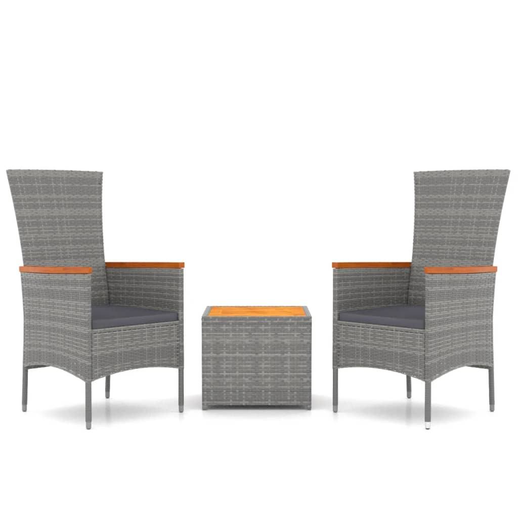 Loungeset Poly Rattan En Grijs Massief acaciahout