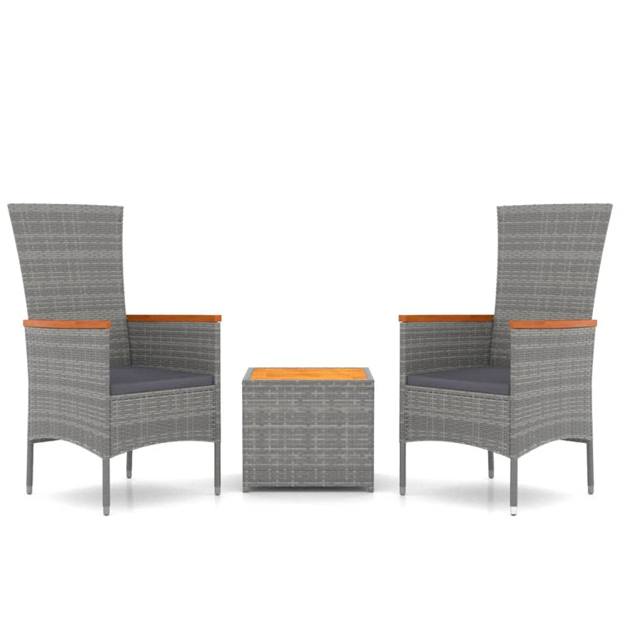 Loungeset Poly Rattan En Grijs Massief acaciahout