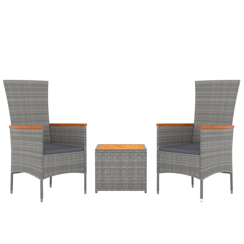 Loungeset Poly Rattan En Grijs Massief acaciahout