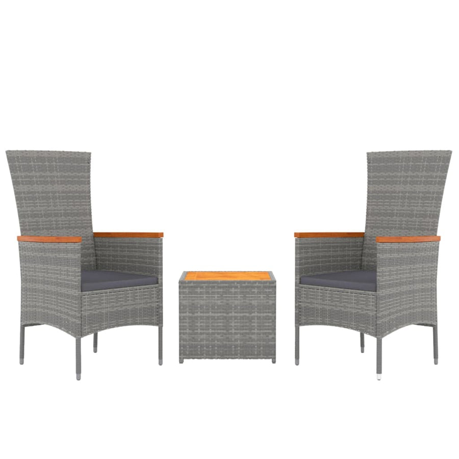 Loungeset Poly Rattan En Grijs Massief acaciahout