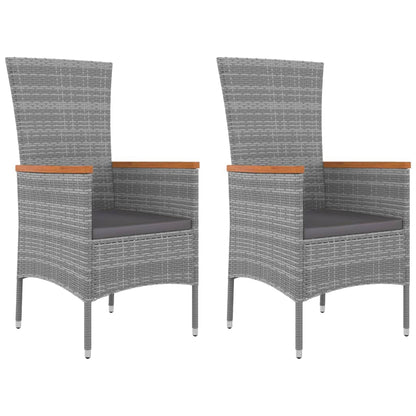 Loungeset Poly Rattan En Grijs Massief acaciahout