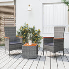 Loungeset 3-delig poly rattan acaciahout grijs