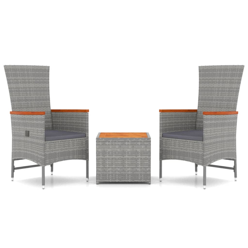Loungeset Poly Rattan En Massief Acaciahout Grijs 3