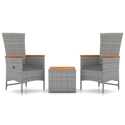Loungeset Poly Rattan En Massief Acaciahout Grijs 3