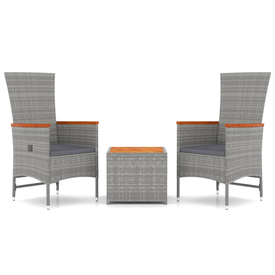 Loungeset Poly Rattan En Massief Acaciahout Grijs 3