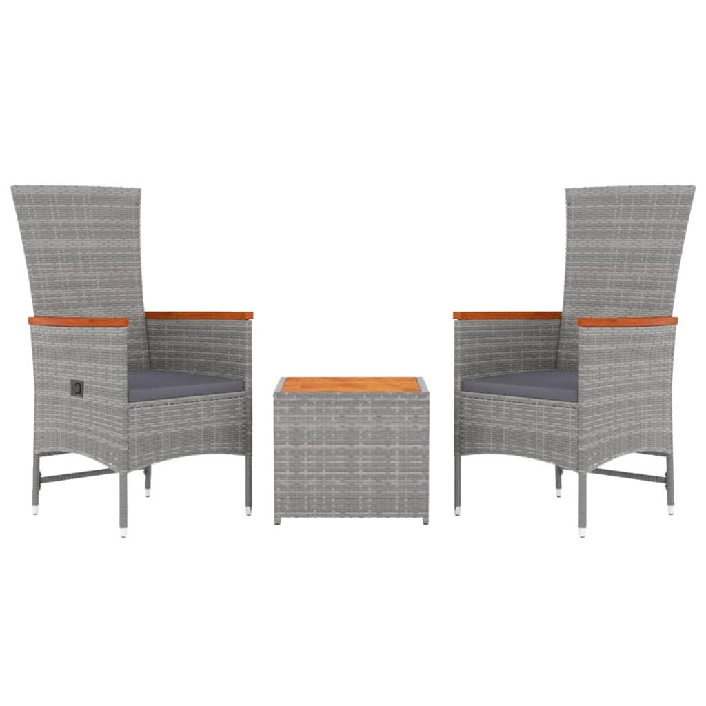 Loungeset Poly Rattan En Massief Acaciahout Grijs 3