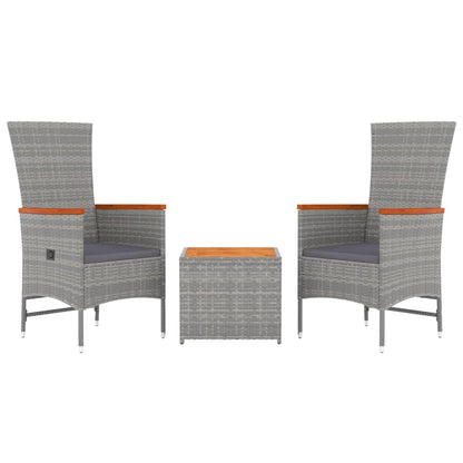 Loungeset Poly Rattan En Massief Acaciahout Grijs 3