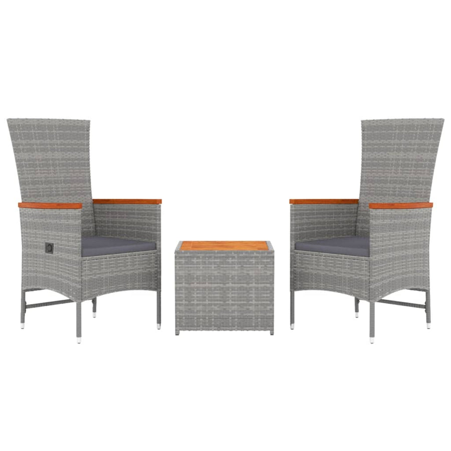 Loungeset Poly Rattan En Massief Acaciahout Grijs 3