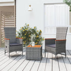 -Delige Loungeset Poly Rattan En Massief Acaciahout Grijs 2x stoel + Tafel